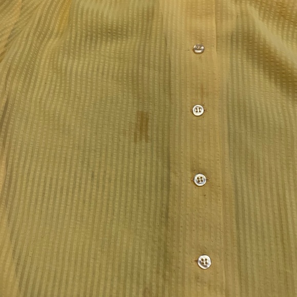 Vintage 70s/80s Mister Leonard Yellow Stripe Puffy Sleeve Button-Up Blouse S/M - Picture 6 of 6